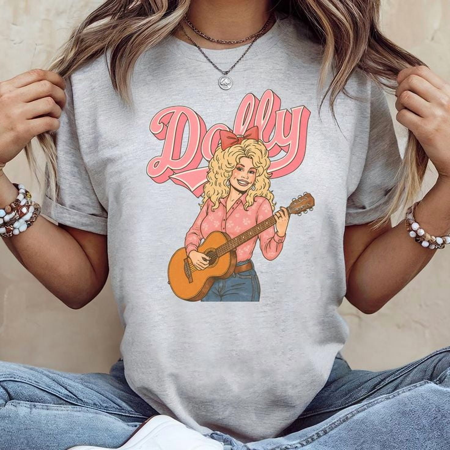Retro Dolly Shirt Pink Cowgirl Unisex Shirt, Sizes S-5XL - Gategoo