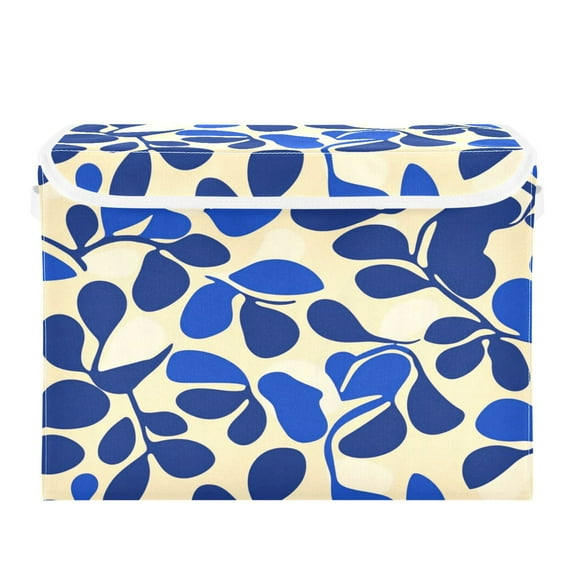 Storage Box With Lid 16.5x12.6x11.8In Foldable Stacked Household Storage Box Pretty Blue Pattern