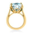 thumbnail image 3 of Gem Stone King 18K Yellow Gold Plated Silver Sky Blue Simulated Aquamarine and Blue Diamond Engagement Ring for Women (10.92 Cttw, 14MM Cushion, Size 7), 3 of 3