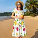 thumbnail image 4 of Easygdp Strawberry and Lemon para Vestido Transpirable de Mujer, Vestido Suelto de Manga Corta con Pliegues y Bolsillos para el Verano, 4 of 6
