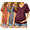 A Grey/Burgundy/Brick Red, variant on 3 Pack Maternity Shirts V Neck Dolman Sleeve Side Ruched Pregnancy Tops Tunic Blouse