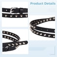 thumbnail image 3 of Women's Double Wrap Studded Belt, 66.1 in / 168 cm Long, Punk Waist Belt, Fashionable Skinny Belt, Classic Black Leather Belt, 3 of 5