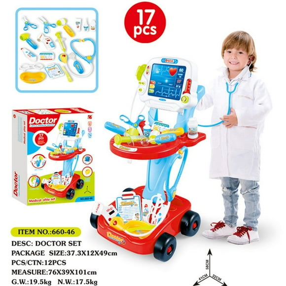 Children‘s electric simulation ECG doctor play house toy stethoscope injection doctor equipment dentist set trolley