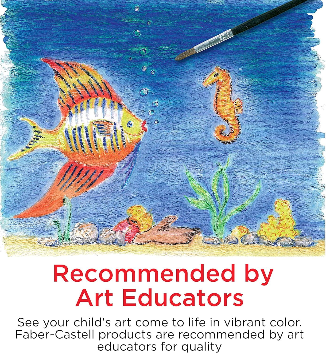 Faber-Castell Watercolor Crayons with Brush, 15 Colors - Art Supplies for Kids