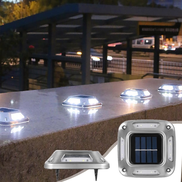 Pack de 4 Luces Solares para Suelo | Luces Led Empotradas de Disco para Caminos | Iluminación Solar para Jardín | Material Abs Impermeable | Luz Blanca Cálida | Paisaje, Patio, Entrada de Vehículos,