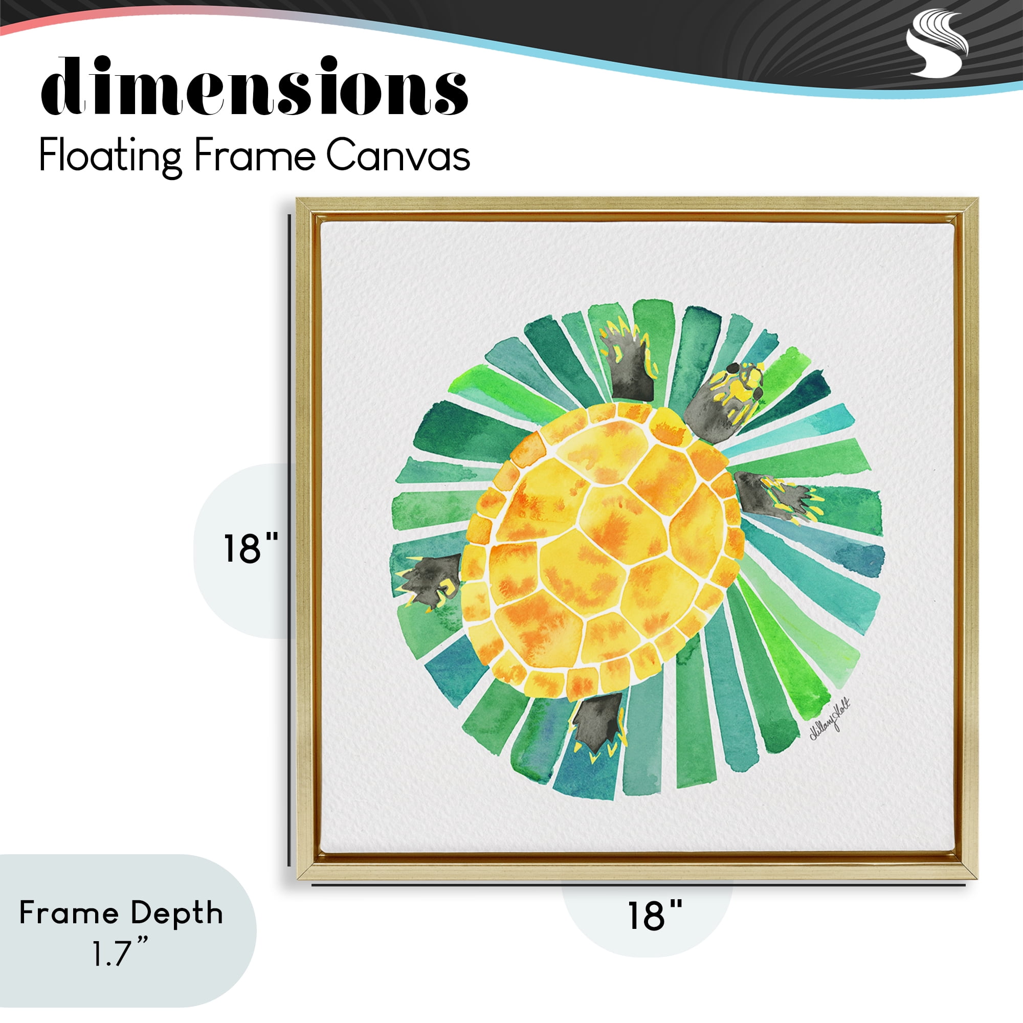 Stupell Industries Lotus Garden Turtle Gold Framed Floater Canvas Wall Art, design by Hillary Holt
