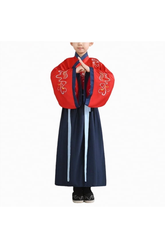 Hanfu for Girls, Hanfu Boy Chinese Traditional Dress Hanfu - Party Stage Wear|Red 7-8 Years