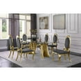 thumbnail image 2 of Clear Glass Dining Set with Table and 6 Oval Gray Velvet Chairs, 2 of 4