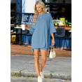 thumbnail image 3 of DARING DIVA Women's Plus Oversized Lounge Set T-Shirt and Biker Shorts Gray Blue S, 3 of 7