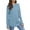 Blue, variant on Diufon Womens Tops Round Neck Long Sleeve Thumb Tunics Casual Solid Color Pullover Tops