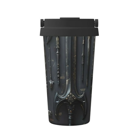 

Qekee Fantasy Medieval Weaponry Print Insulated Coffee Mug Coffee Tumbler Cup Thermos Mug Water Bottle with Handle & Flip
