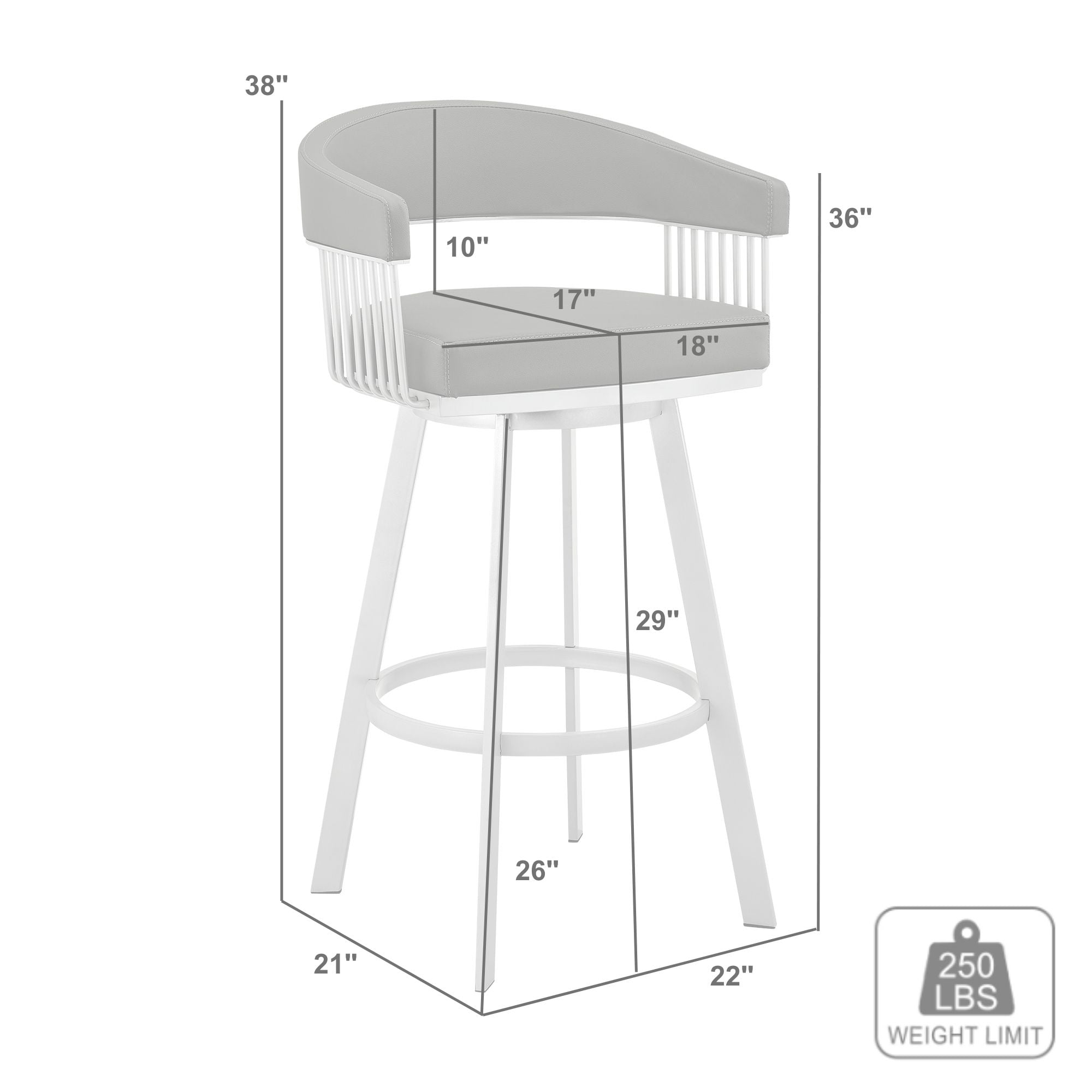 Chelsea 29" Gray Faux Leather and Brushed Stainless Steel Swivel Bar Stool