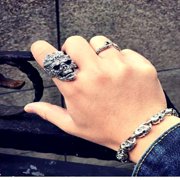 Aellinatey Skull Shaped Adjustable Rings Alloy Material Finger Rings Gift for Women Man
