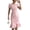 Pink, variant on Morttic Women's Embroidered Puff Sleeve Midi Fishtail Dress – Round Neck Ruffle Hem Elegant Birthday & Wedding Guest Gown White,S