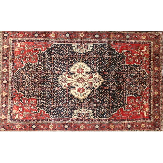 Ahgly Company Machine Washable Indoor Rectangle Traditional Saffron Red Area Rugs, 8' x 12'
