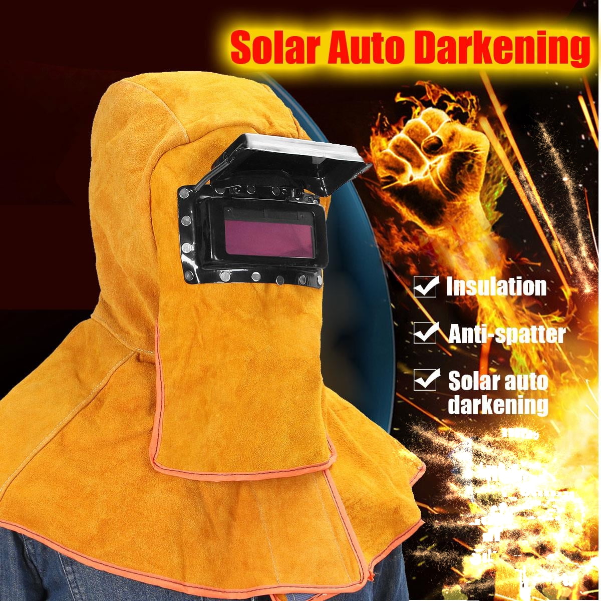 Auto Darkening Welding Helmet Mask Welder Grinding Solar Power Shine Carbon WH27 