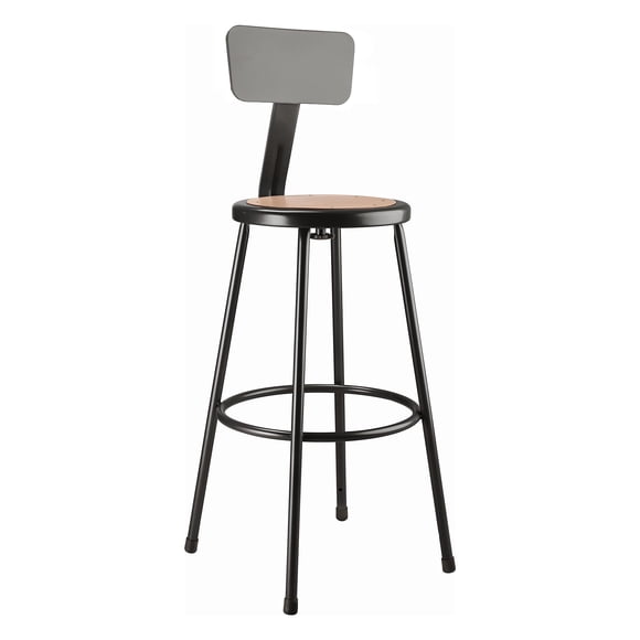 NPS 6200 Series 30" Modern Metal Heavy Duty Stool with Backrest in Black
