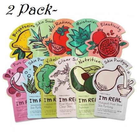 Pack of 2 - Tony Moly I'm Real Face Mask 11 Sheet Pack 21ml (22 Pieces Total) Beauty Face Mask Skin