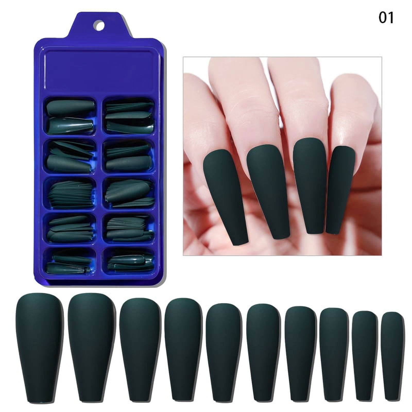 100pcs/Box Coffin False Nail Mixed Size Solid Color Matte Artificial Extension Form For Fake Nails Accessories Tips Fingernails*