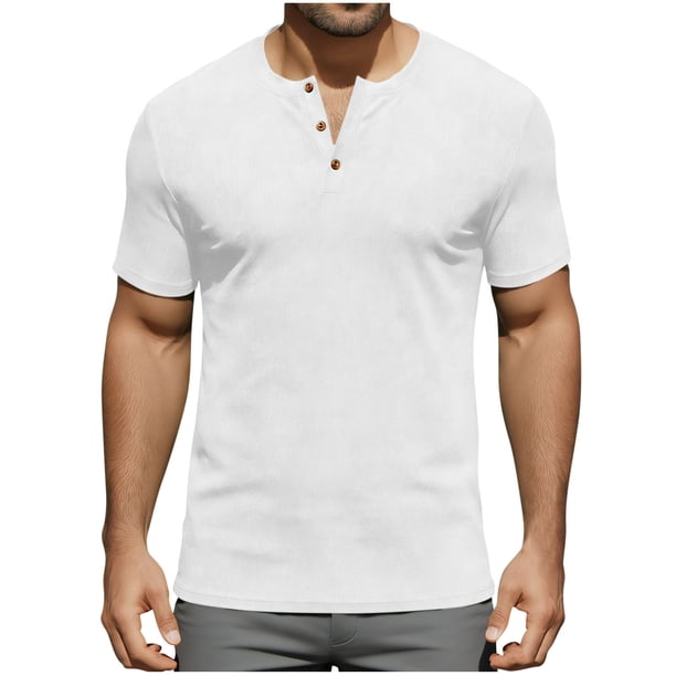 Usted Es Más Que una Prueba de Puntuación Estilo de Camisa Casual de Color Sólido Botón de Manga Corta Cuello Redondo Blusa, Hombre Casual de Manga Corta Botón Abajo Camisas Suéter