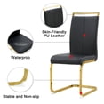 thumbnail image 5 of Sumdeal Modern 7-Piece Dining Table Set, 63" Rectangular Tempered Glass Table with 6 Black PU Leather C-Frame Cantilever Chairs, Gold Plated Metal Legs, Luxury Kitchen & Dining Furniture, 5 of 8