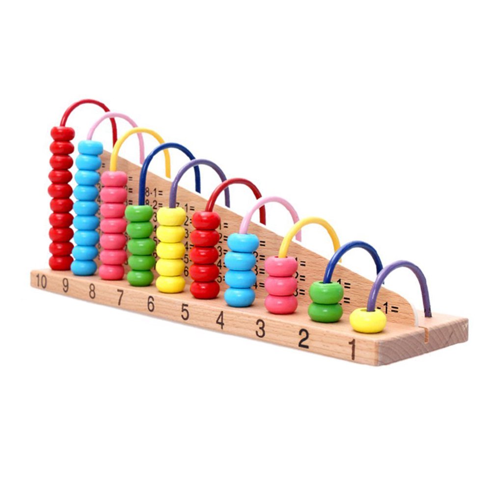 Yesbay Kids Wooden 10row Counting Beads Math Learning Abacus Frame