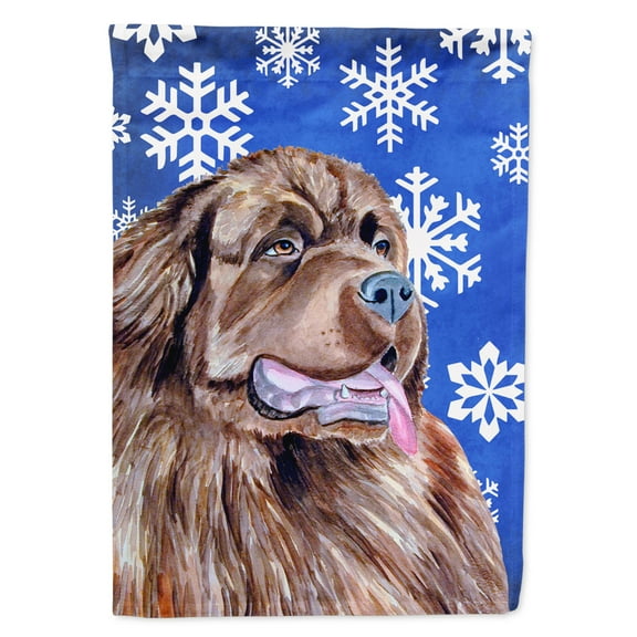 Carolines Treasures LH9264-FLAG-PARENT Newfoundland Winter Snowflakes Holiday Flag  multicolor