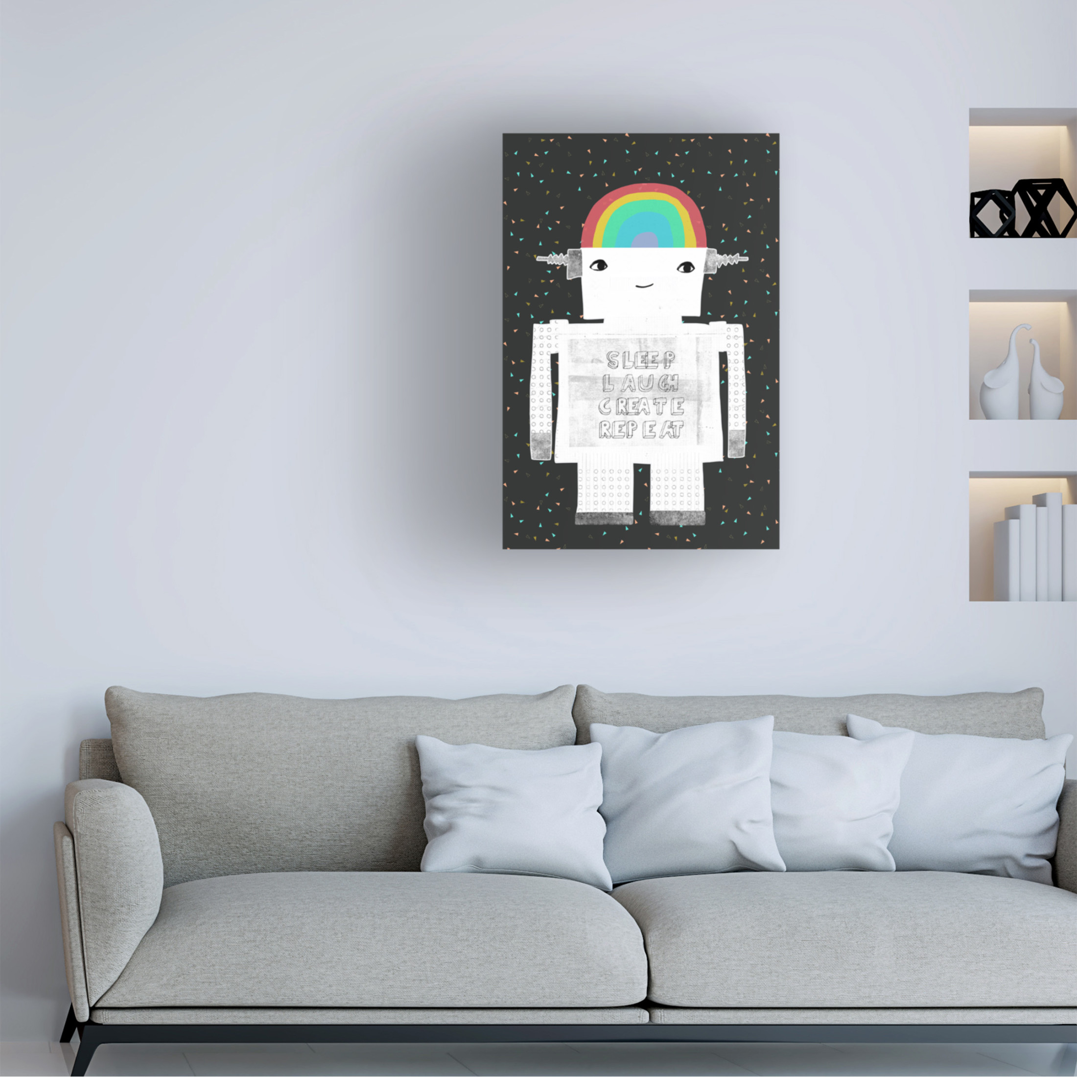 Canvas Wall Art - Treechild 'Sleep Laugh Create Repeat' Wall Art for Living Room, Bedroom, or Office D?cor by Trademark Fine Art - 16 x 24 Inches