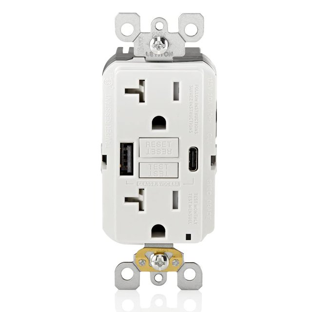 Combinación GFCI Leviton SmartLockPro 20A con cargador USB