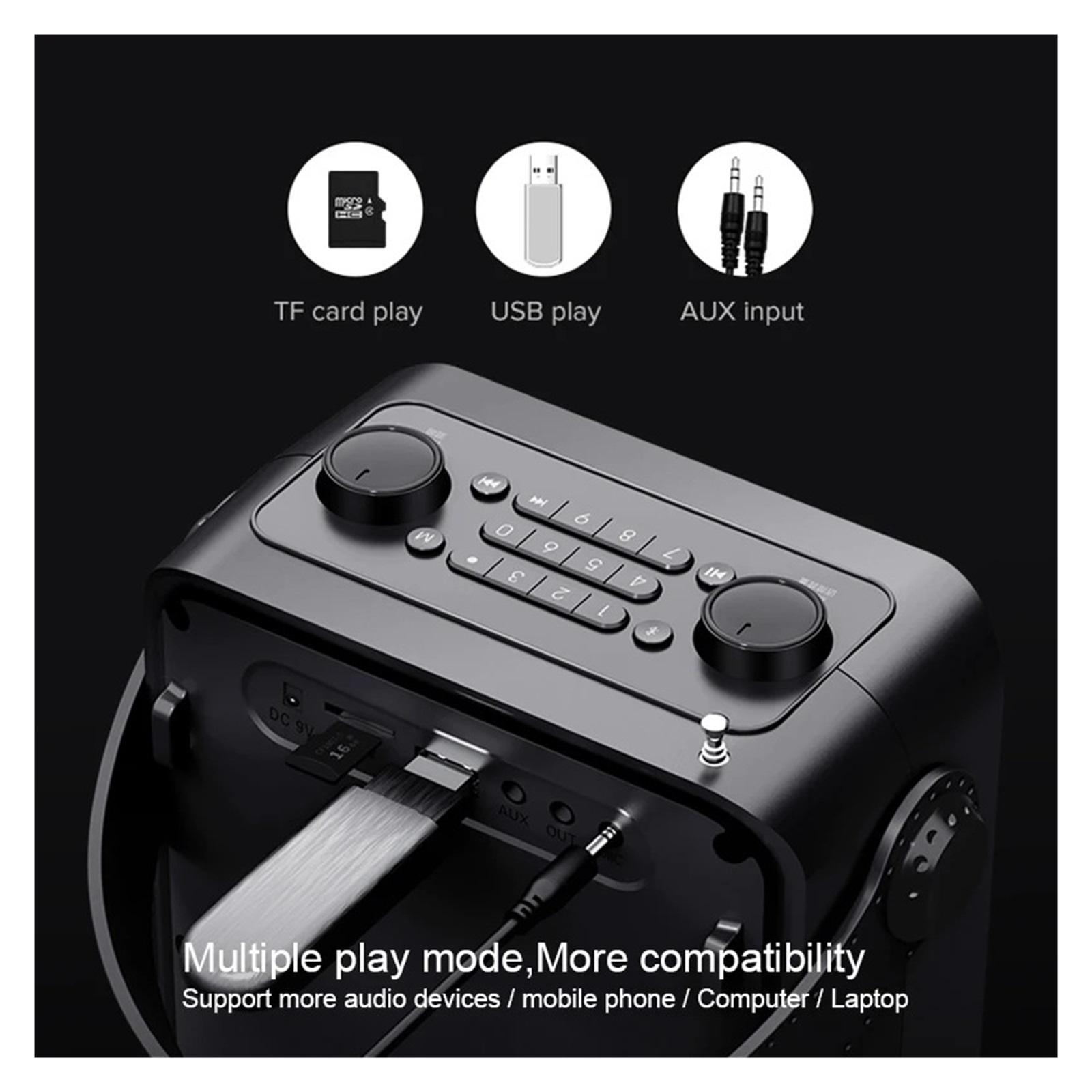 25W Portable Voice Amplifier Speaker With Handheld Wireless Microphone Echo AUX Recording TWS Radio ,Powerful Voice Amplifier