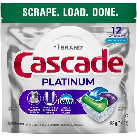 Cascade Platinum Fresh Scent Dishwasher Detergent ActionPacs - 12 ct- Pack of 2
