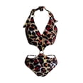 thumbnail image 2 of Gibobby Trajes de Baño Mujer Completo Trajes de baño de leopardo para mujer con cuello en V, anillo de metal, traje de baño con tiras, Monokini fruncido(A,CH), 2 of 5