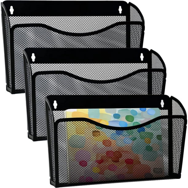 Torubia Mesh 3 Pockets Hanging File Organizer Holder Wall Mounted Paper