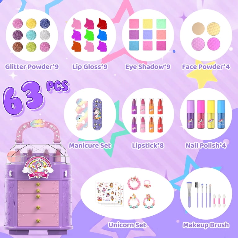 PERRYHOME, Kids Makeup Set, 2026, Washable Unicorn Toy for Girls 3