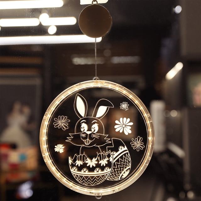 Easter Decorations Easter Window Decoration Lights Battery Operated (Not Include) Easter Indoor Lights Window Hanging Decoration Lights Party Easter Gift
