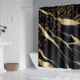 thumbnail image 2 of 4Pcs Red Rose Shower Curtain Sets, Floral Gold Butterfly Sparks Curtain with Non-Slip Rug,Toilet Lid Cover,U Shape Mat,Curtain with 12 Hooks Bathroom Decor Sets,Gold, 2 of 6