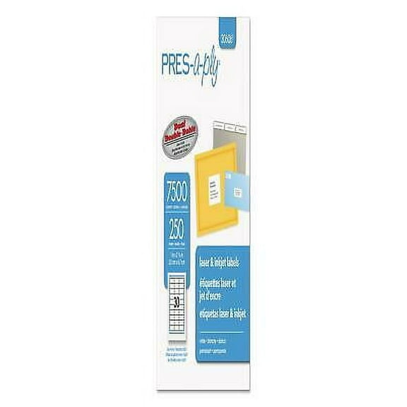 1PK Labels, Laser Printers, 1 x 2.63, White, 30/Sheet, 250 Sheets/Box