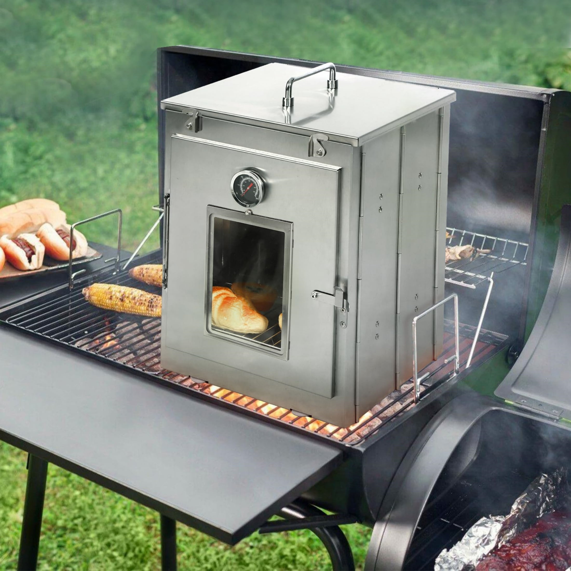 REDCAMP 16" H Foldable Camping Oven with Storage Handbag, Stainless Steel Portable Camping Stove for Baking Cinnamon Rolls, Breads, Muffins, Wood Burning or Propane, Outdoor Camping BBQ