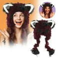 thumbnail image 2 of HUANBAI Adorable Fuzzy Cat Ear Hat With Colorful Star Braids Perfect For Animal Lovers And istas, 2 of 4