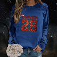 thumbnail image 5 of Fiaer Ladies Sweatshirts Christmas Sequin Letter Graphic Crew Neck Pullover Plus Size Long Sleeve Baggy Xmas Tops Dark Blue M, 5 of 6