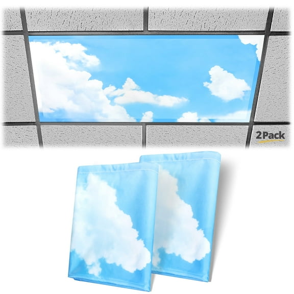 Betus 2 Pack Magnetic Light Covers for Standard 2x4 Ft Drop Ceiling Flat Panel Lights - Fluorescent & LED Ceiling Light Shade Filters