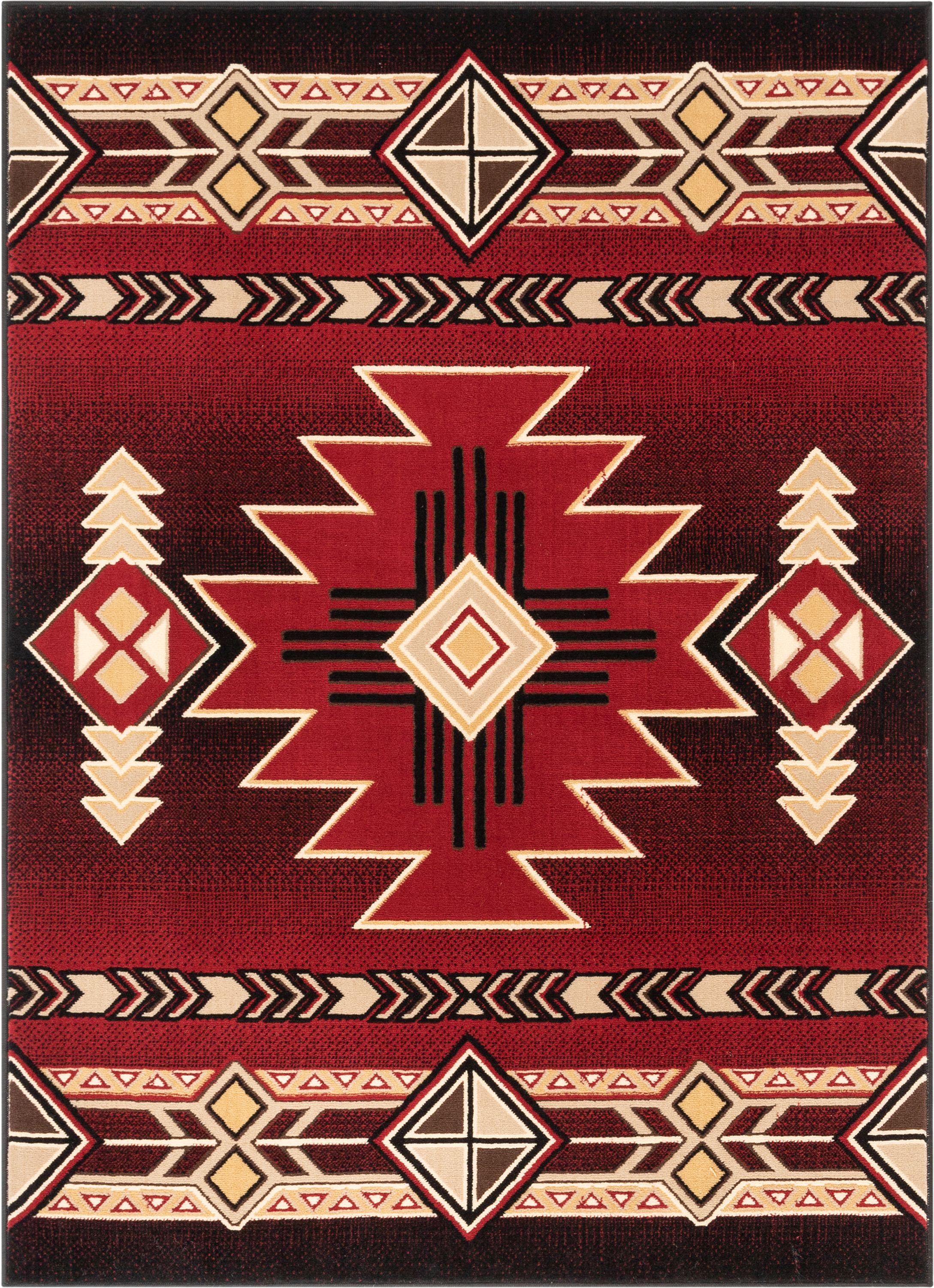 Well Woven Persa Dakota Tribal Aztec Southwestern Red 5'3" x 7'3" Area Rug