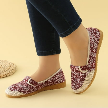 

Christmas Women Shoes Fashion Soft Sole Cloth Shoes Linen Soft Sole Cloth Shoes Beef Tendon Sole Non Slip Cloth Shoes