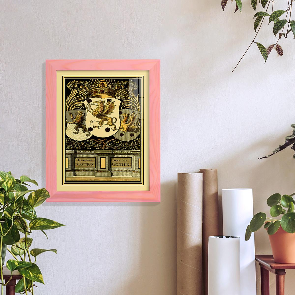 Family Crest II -Framed Print w/glass-Sunset Pink