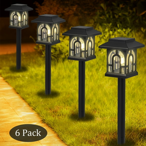 C Cattleya 6-Pack Black Solar LED Outdoor Landscape Lights for Garden Walkway and Backyard