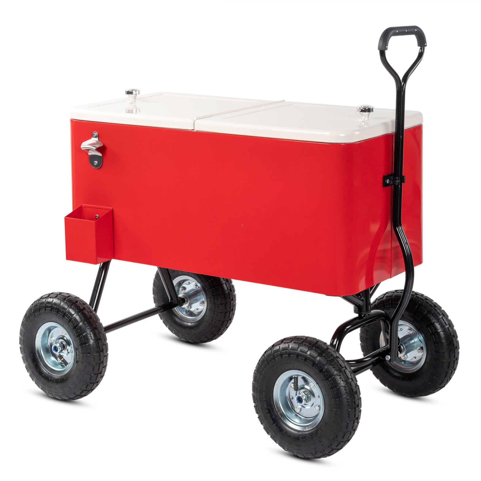 Rolling Cooler Cart, Indoor Outdoor Portable Drink Cooler Trolley with
