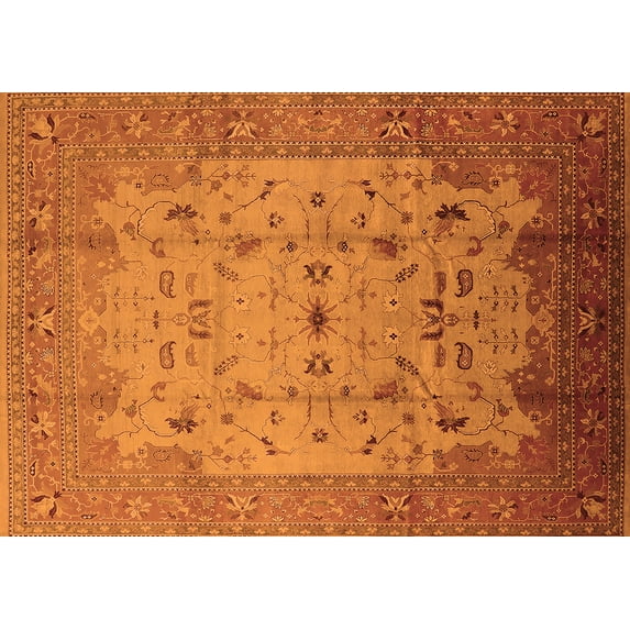Ahgly Company Indoor Rectangle Oriental Orange Industrial Area Rugs, 7' x 10'