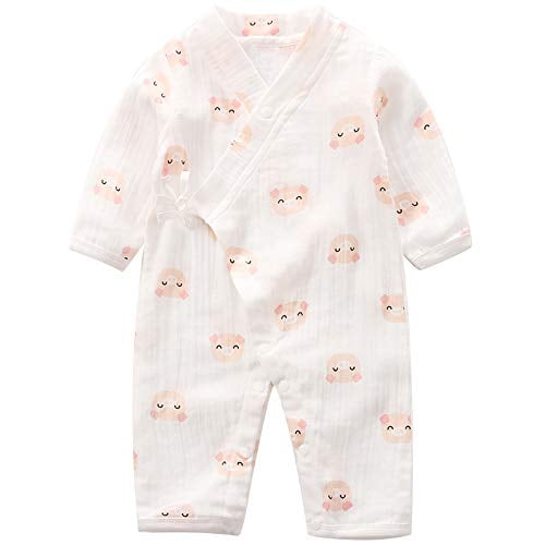 ARAUS Baby Toddler One Piece Romper Short Sleeve Floral Printed Bodysuit Kimono Bathrobe Style for 3-24 Months