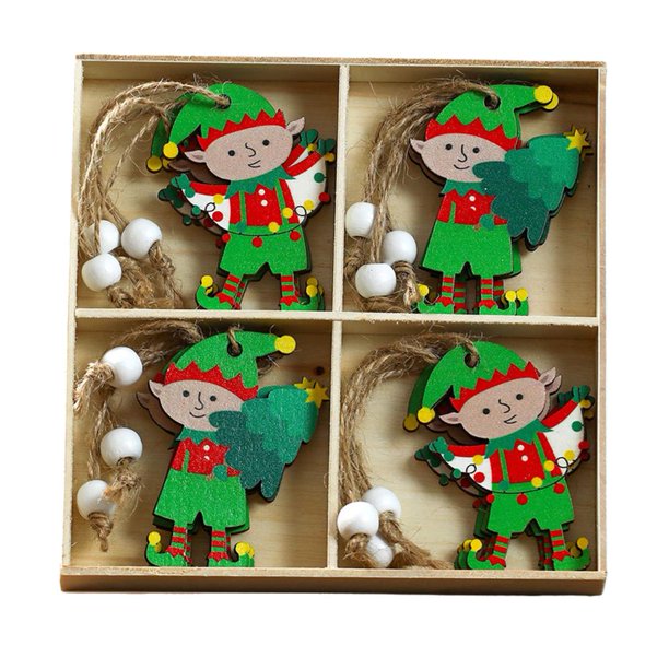 SGACAI Colgantes de madera para Navidad, hombrecito de jengibre, decoración para árbol de Navidad, adorno de Papá Noel ⭐β