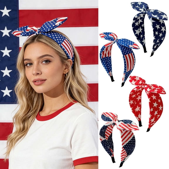 Patriotic USA Flag Elastic Headband, Red White Blue Design Hair Accessory, for 4th Of July, Independence Day, Parades, Parties, Festivals And Patriotic Events Decor